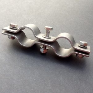Double Pipe Clamp Stainless Steel 48mm Diameter Ports / 30mm X 3mm