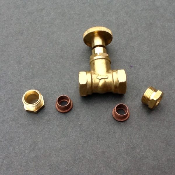 Brass Inline Valve Tap Ideal For 10mm Copper Pipes