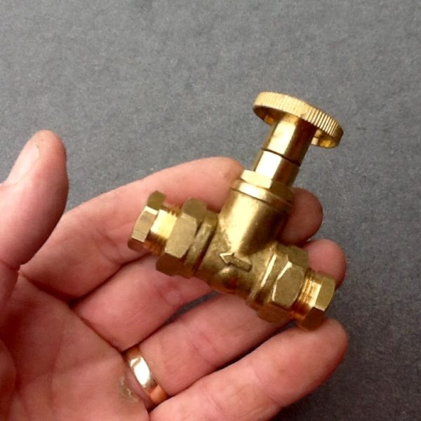 Brass Inline Valve Tap Ideal For 10mm Copper Pipes