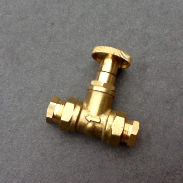 Brass Inline Valve Tap Ideal For 10mm Copper Pipes