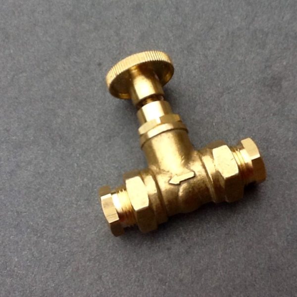 Brass Inline Valve Tap Ideal For 10mm Copper Pipes