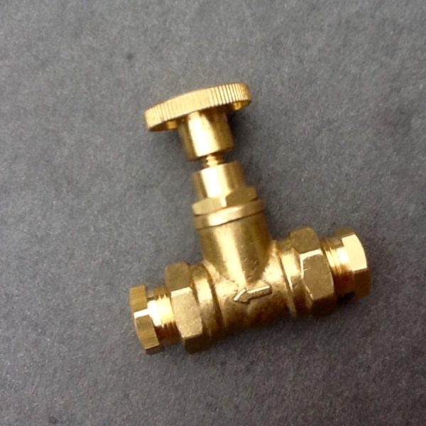Brass Inline Valve Tap Ideal For 10mm Copper Pipes