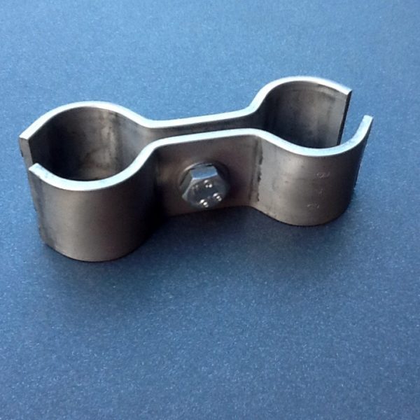 Stainless Steel Double Pipe Clamp Bracket 30mm Diameter