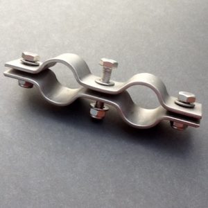 Double Pipe Clamp Stainless Steel 45mm Diameter Ports / 30mm X 3mm