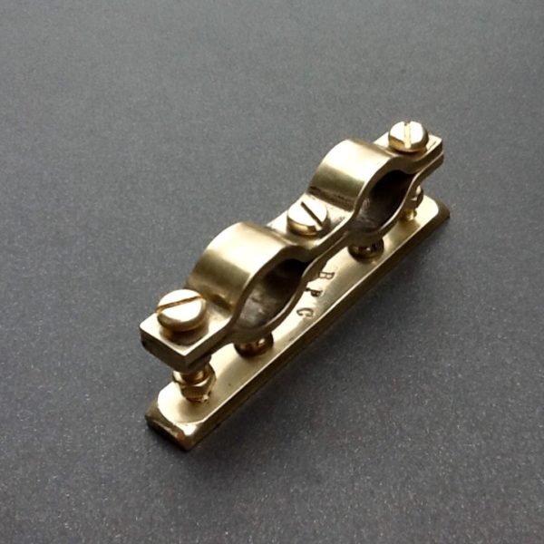 Brass Pipe Clamp Bracket Wall Mount Adjustable Double Ports BPC Engineering www.britishpipeclamps.co.uk