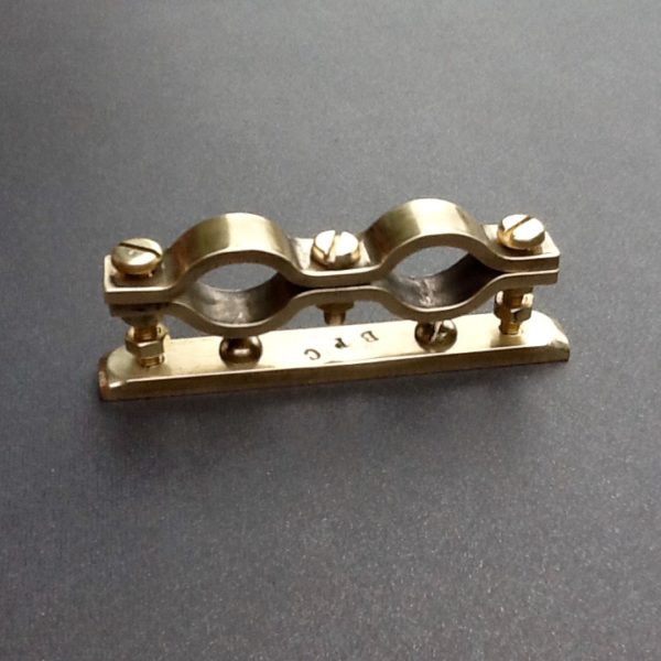 Brass Pipe Clamp Bracket Wall Mount Adjustable Double Ports BPC Engineering www.britishpipeclamps.co.uk