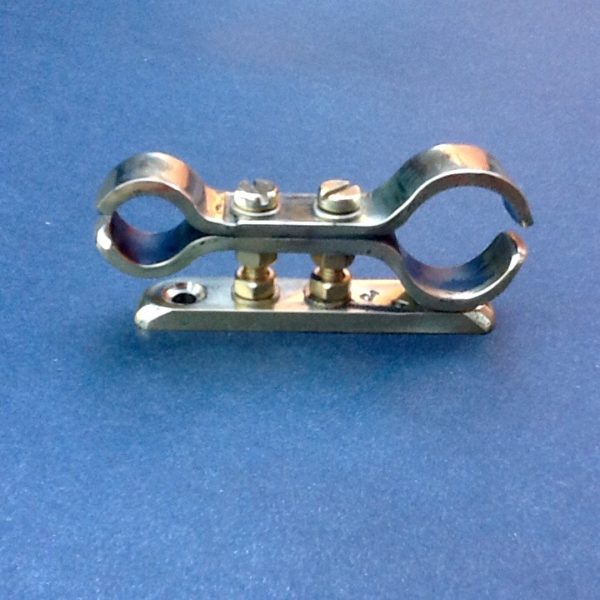 Wall Mount Pipe Bracket Solid Brass Double Pipes 15mm 22mm BPC Engineering www.britishpipeclamps.co.uk