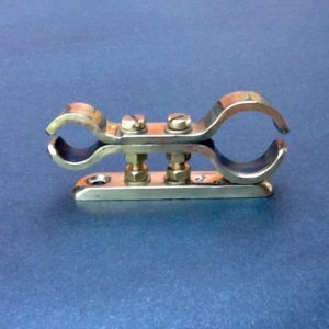 Wall Mount Pipe Bracket Solid Brass Double Pipes 15mm 22mm BPC Engineering www.britishpipeclamps.co.uk