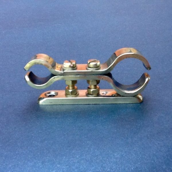 Wall Mount Pipe Bracket Solid Brass Double Pipes 15mm 22mm BPC Engineering www.britishpipeclamps.co.uk