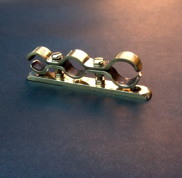 Polished Brass Pipe Clamp Bracket Multi Clamp www.britishpipeclamps.co.uk