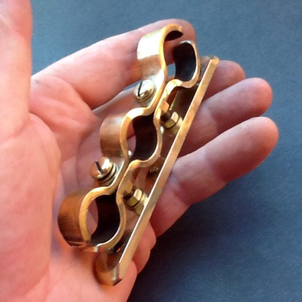 Polished Brass Pipe Clamp Bracket Multi Clamp www.britishpipeclamps.co.uk