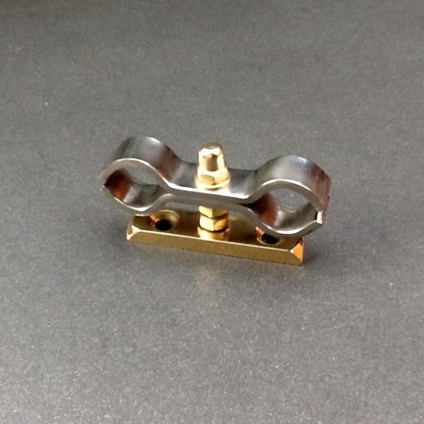 Two-Tone Pipe Bracket Polished Stainless Steel Brass BPC Engineering www.britishpipeclamps.co.uk