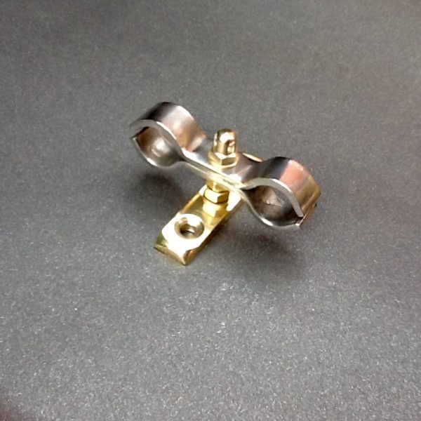 Two-Tone Pipe Bracket Polished Stainless Steel Brass BPC Engineering www.britishpipeclamps.co.uk