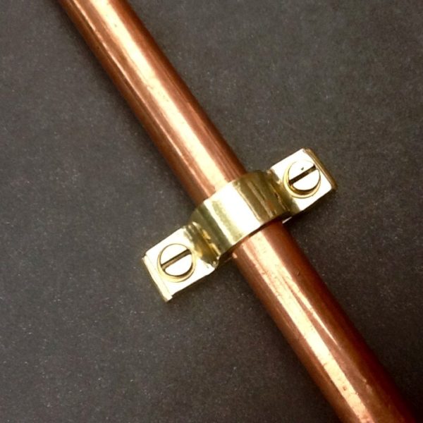 Classic Brass Wall Mount Pipe Clips For 15mm OD Pipes