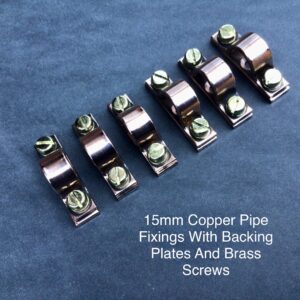 Copper Pipe Clips With Backing Plates For 15mm Outside Diameter Water Pipes